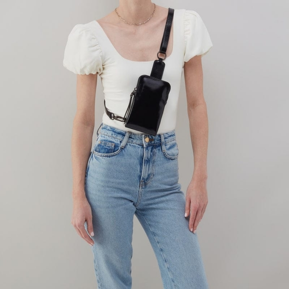 NWT HOBO Dixon Phone Sling Leather Bag, Black